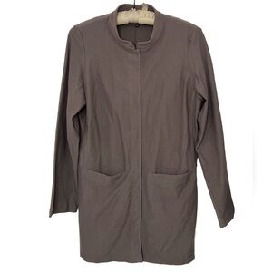 EILEEN FISHER Streetch Crepe Mandarin Collar Jacket Cobblestone Sz M